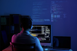 a forensic expert working on their computer